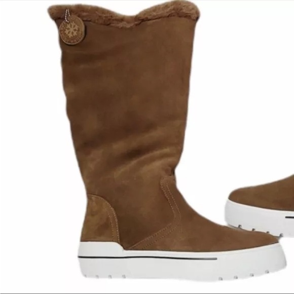 NEW J/Slides Selene Boots, Waterproof Leather, Taupe Size 7.5 Faux Fur Lined - Picture 4 of 13